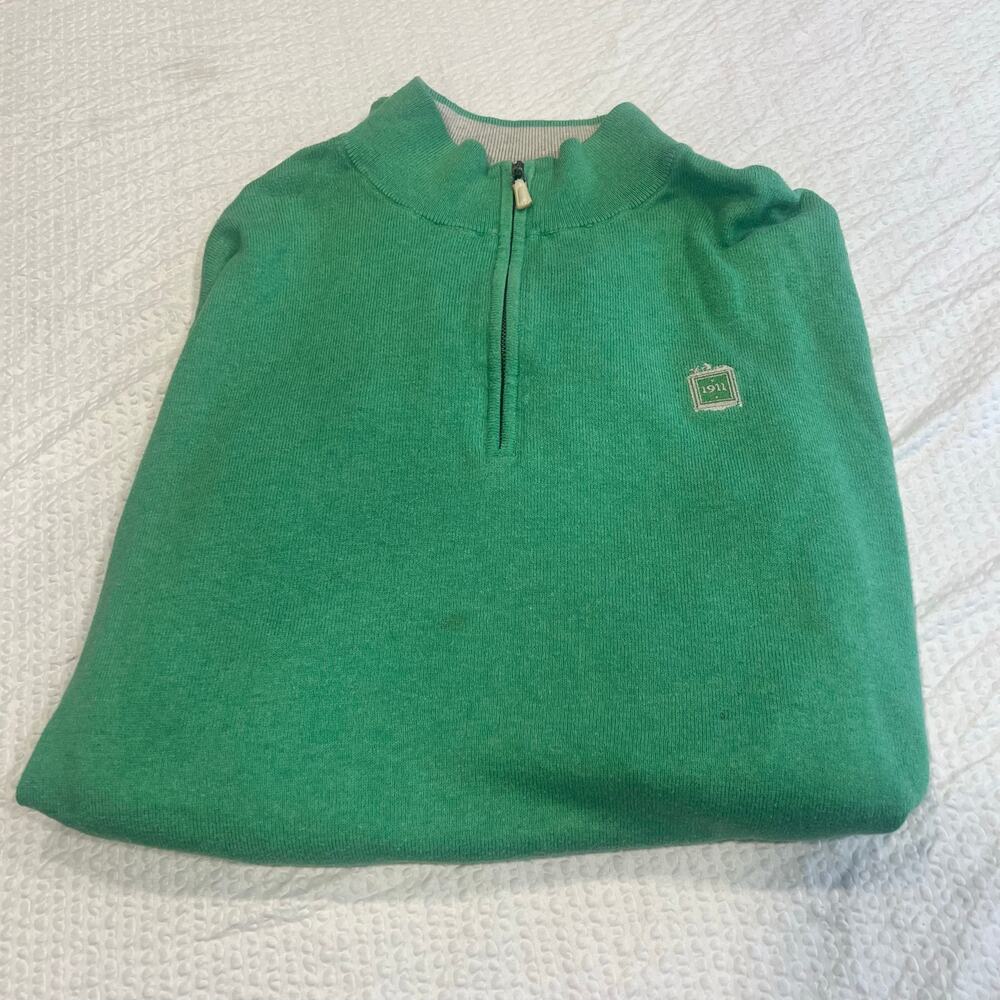 Peter Millar green quarter zip sweater for men size XL